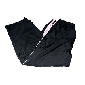 Just My Size Vintage Black & Pink Nylon Track Pants Elastic Waist Size 18W/20W L